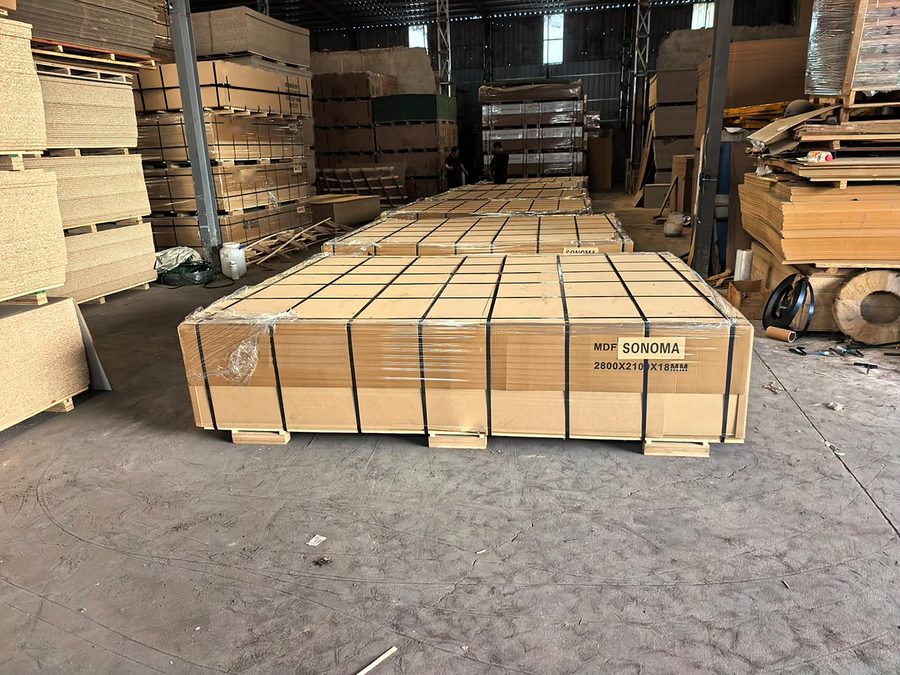 MDF Sonoma boards packed for export